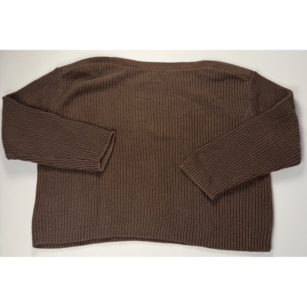 Quince 100% Organic Cotton Fisherman Boatneck Crew Sweater Brown Women's Large - Picture 2 of 6